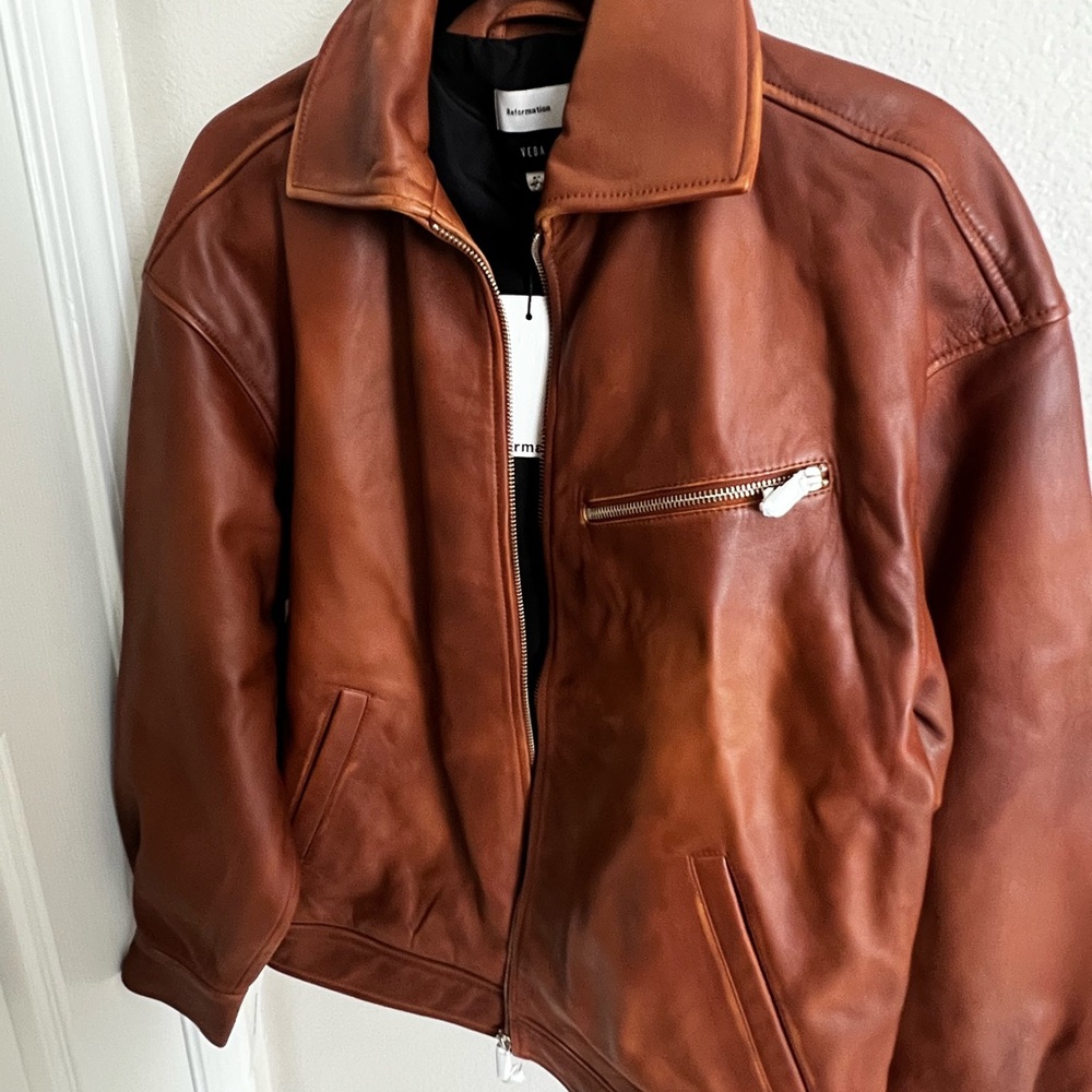 Reformation Leather Oversized Bomber Jacket - Picture 2 of 7